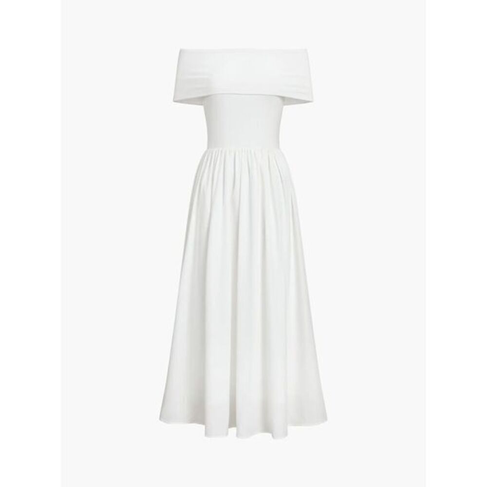 Commense‎ Frenchy Solid Off-Shoulder White Maxi Dress Evening Gown Formal Wear S